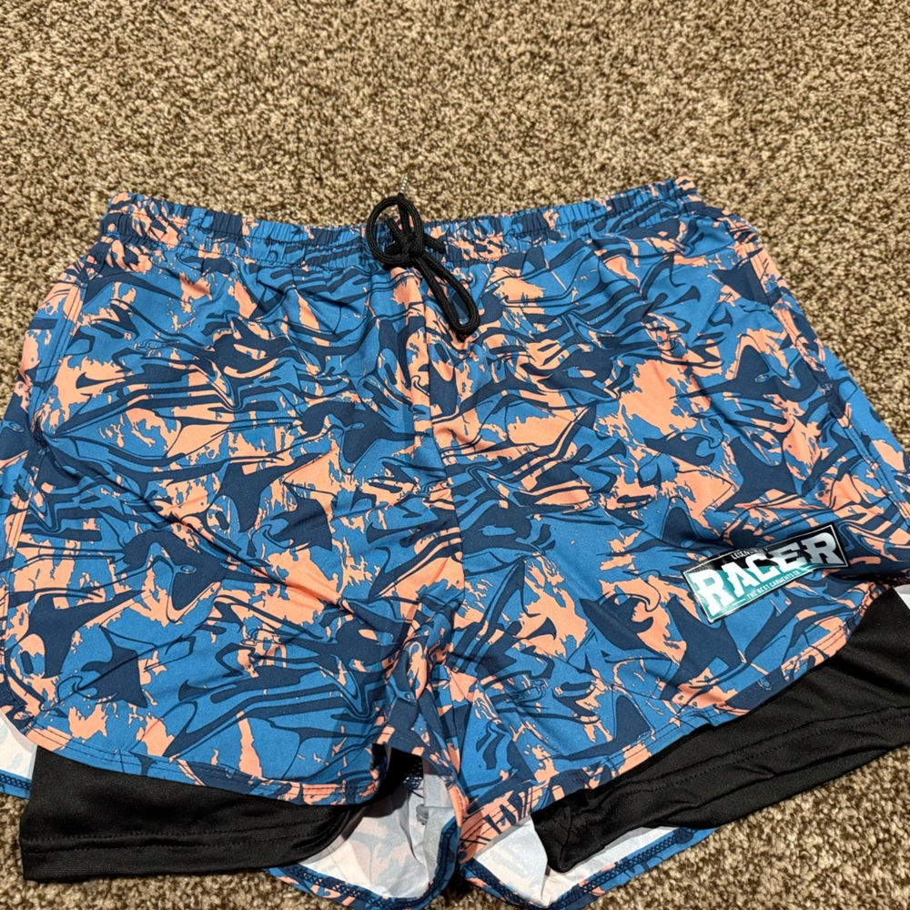 Blue and Orange Racer Athletic Shorts